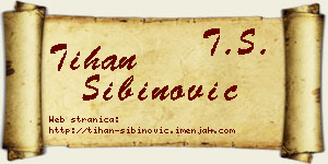 Tihan Sibinović vizit kartica